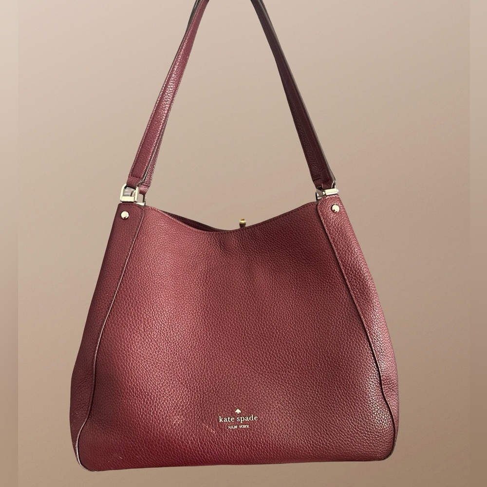 Kate Spade Maroon Pebbled leather Shoulder Bag